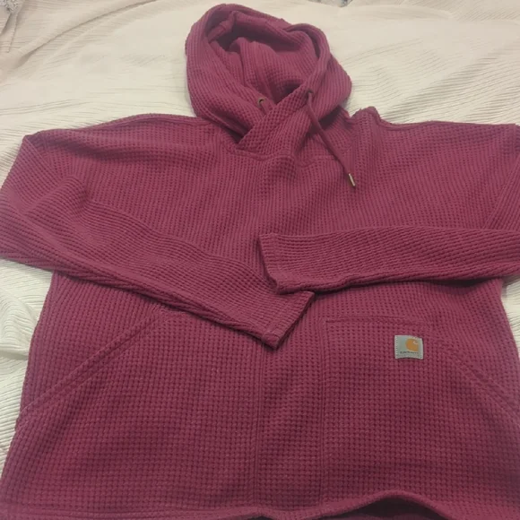Carhartt Women's en's Waffle Knit Hoodie Mauve Rosey Pink - Picture 1 of 7